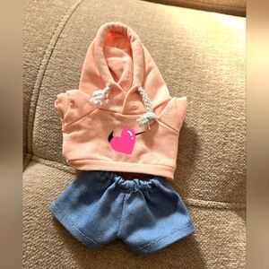 Pink Hoodie and Blue Shorts Set for Labubu